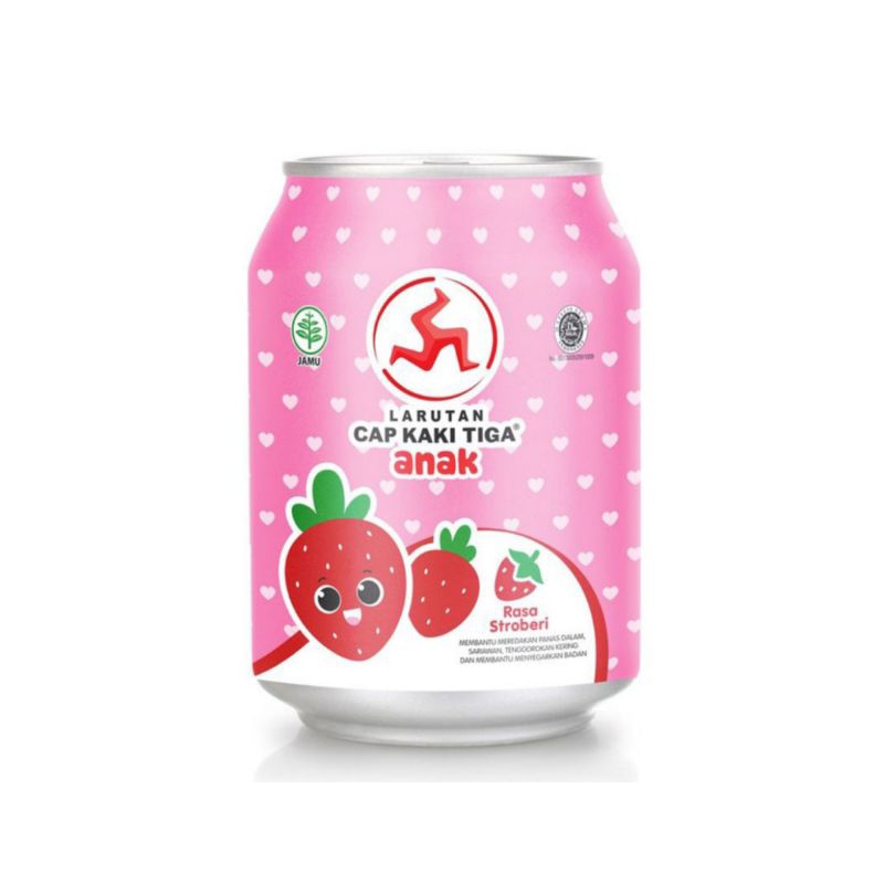 

[ 3 Pcs ] Cap Kaki Tiga Anak Larutan Penyegar Strawberry Kaleng 250ml