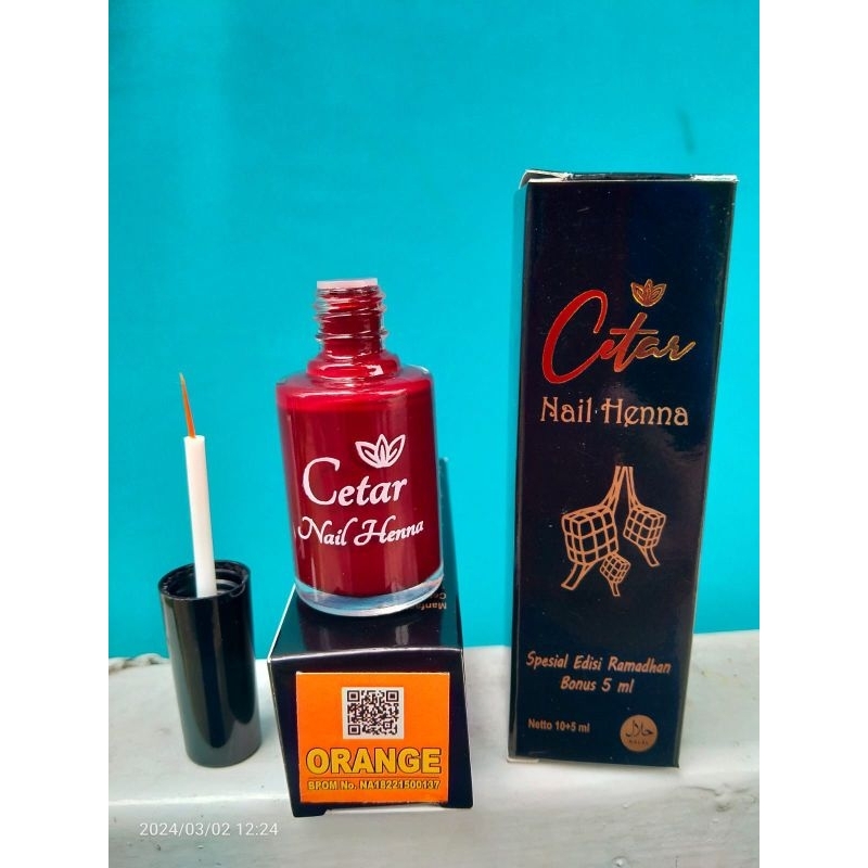 Henna CETAR Orange 10 ml Nail Hena Kutek Halal Tufah Oren Muslimah Sah Untuk Wudhu Sholat COD Tuffah