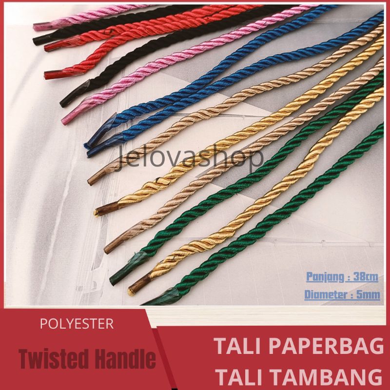 

Tali paperbag/Tali Tambang/Tali ulir/Tali kur Warna-warni 38-44cm
