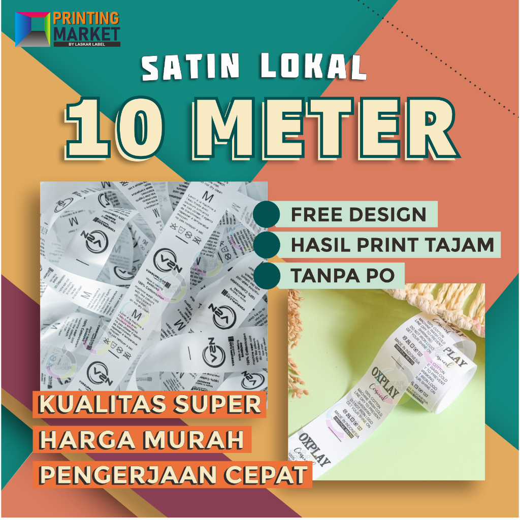 

SATIN LOKAL 10 METER SATIN TIPIS LABEL SATTIN LABEL PAKAIAN LABEL WASHING LABEL INSTRUCTION LABEL