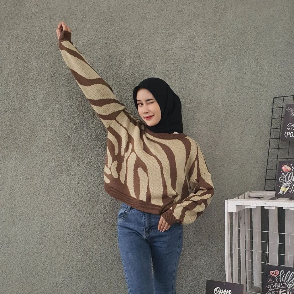 NOUSKA - ARABELLE CROP Sweater Rajut Korea Premium Crop Top Kekinian Korean Style