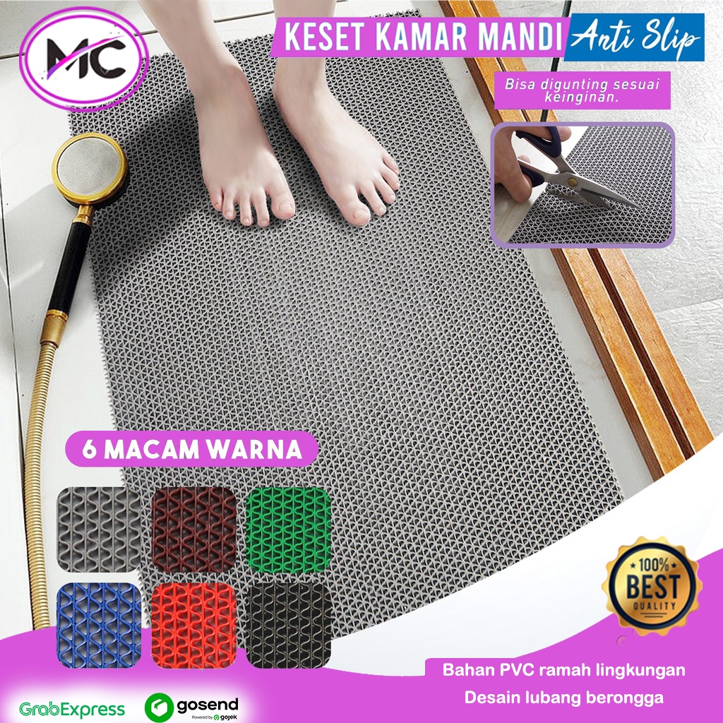 Keset Kamar Mandi Anti Slip Karpet Alas Lantai Teras Depan Rumah Model Jaring PVC Ukuran 50x120cm