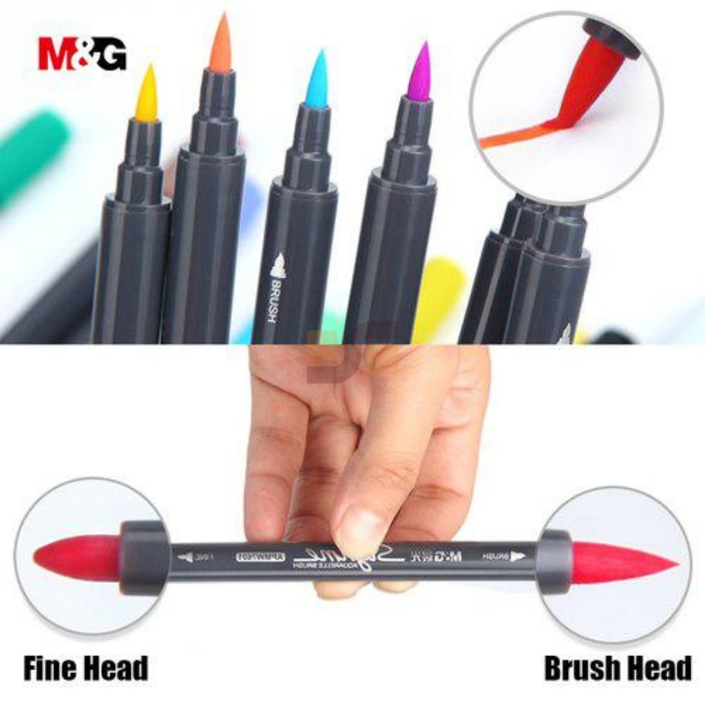 

Double-Tip Round Marker Soft Brush and Bullet Set 12 Warna M&G APMW7602