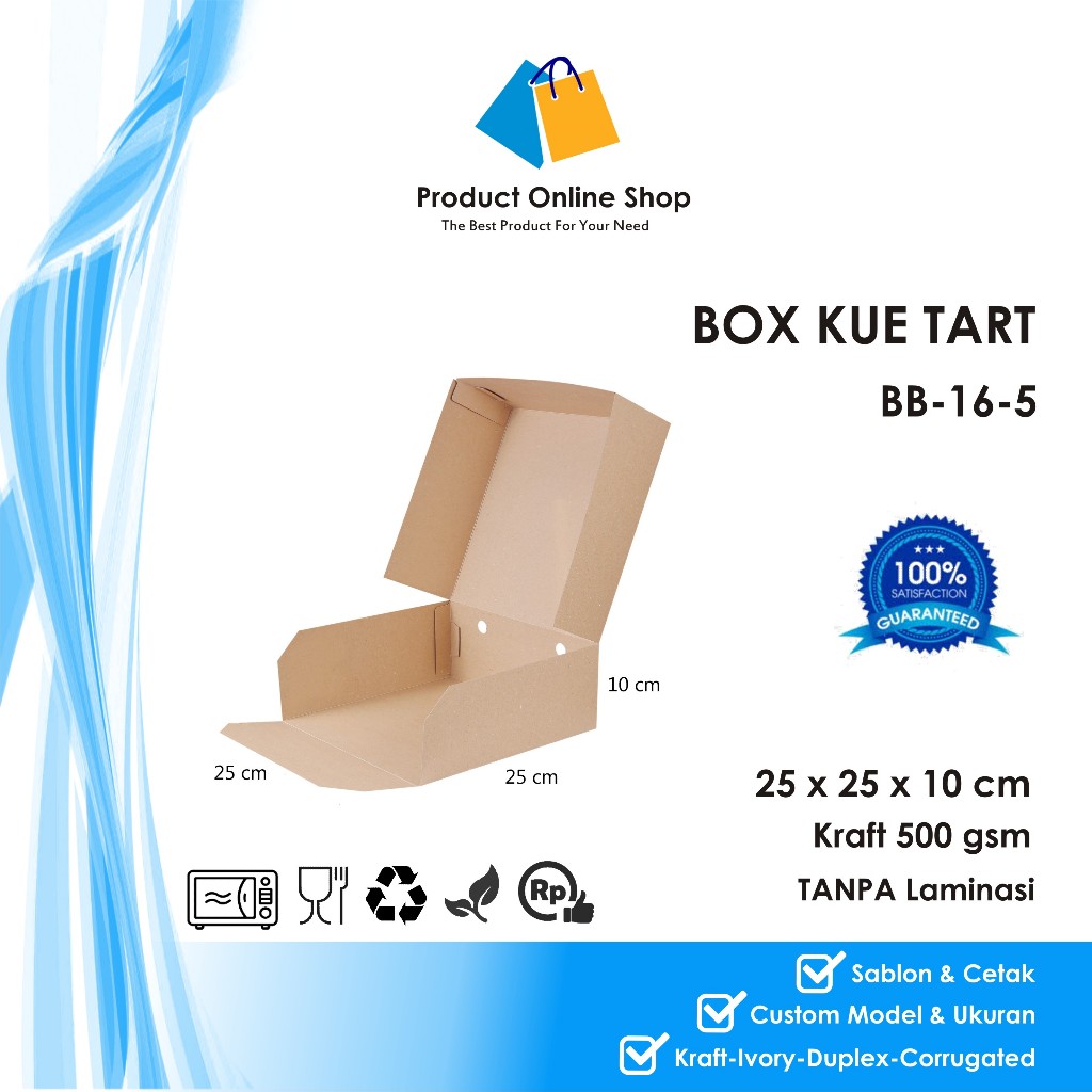 

DUS/DOS/KOTAK KUE/BOLU/CHIFFON/PUDDING uk.25x25x10cm KRAFT 500 gsm
