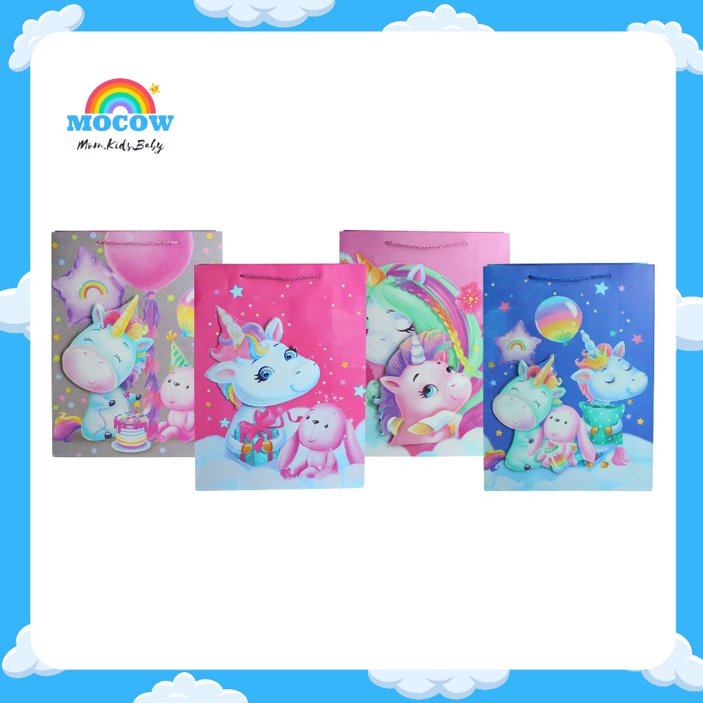 

PAPERBAG UNICORN 3D+GLITTER UK30x12x41 / PAPER BAG GODDIE BAG TAS KADO HADIAH PESTA ULANG TAHUN MOTIF UNICORN EKOR KUDA PONI PONI TAIL