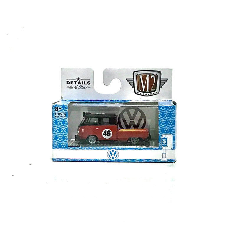 Miniatur Diecast mobil VW Double Cab Truck USA Model M2 Machines skala 1:64