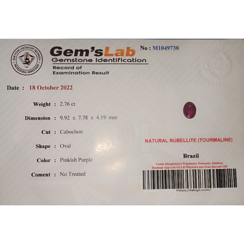 Rubellite tourmaline