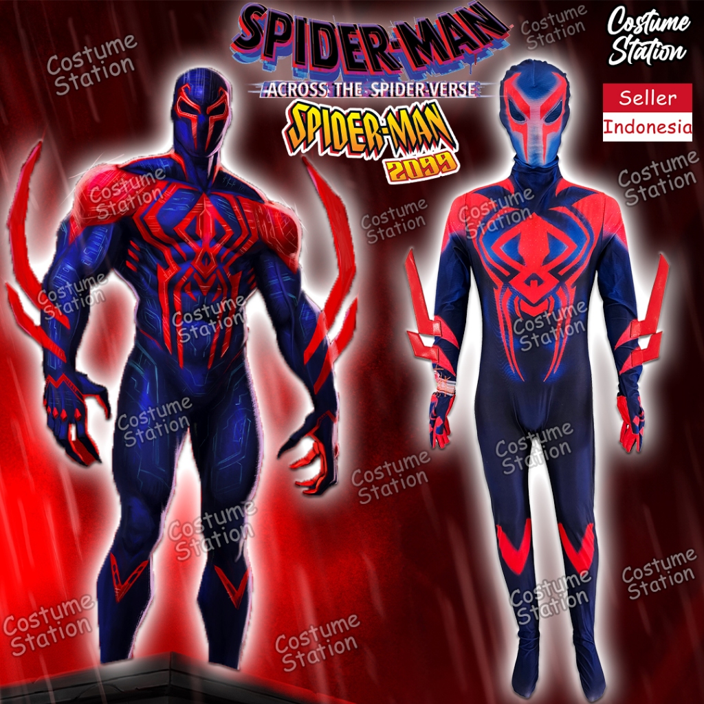 Kostum Spiderman 2099 Miguel O'Hara / Costume Superhero Marvel pria dewasa