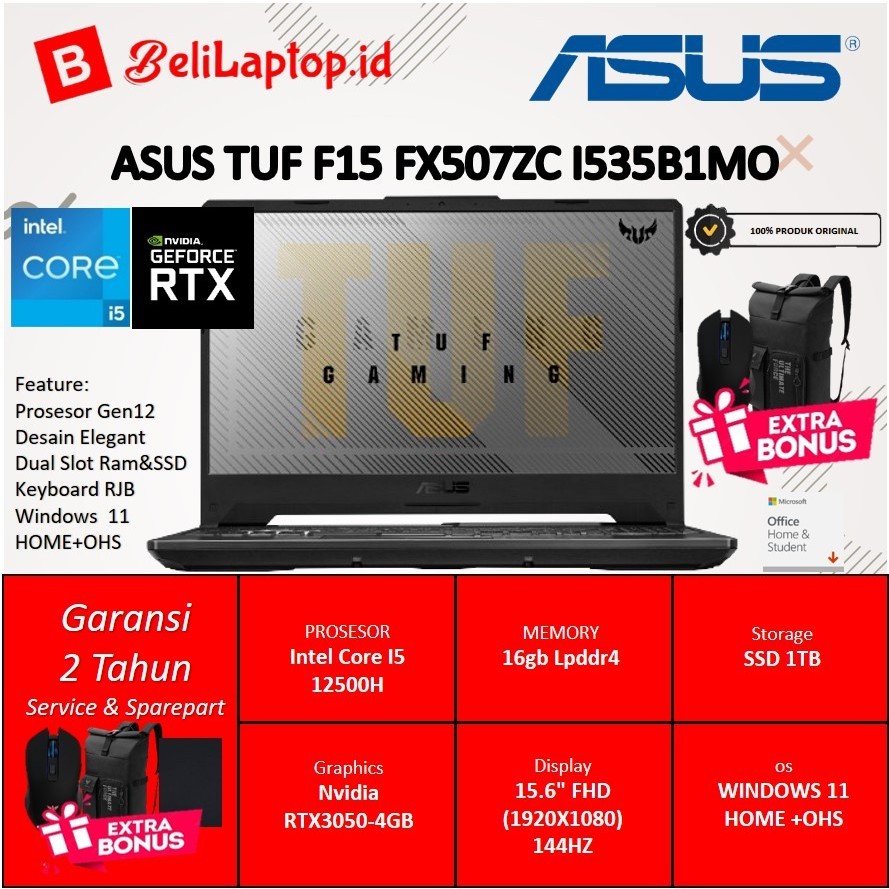 laptop gaming murah ASUS TUF FX507ZC4 intel core i5 Nvidia RTX 3050