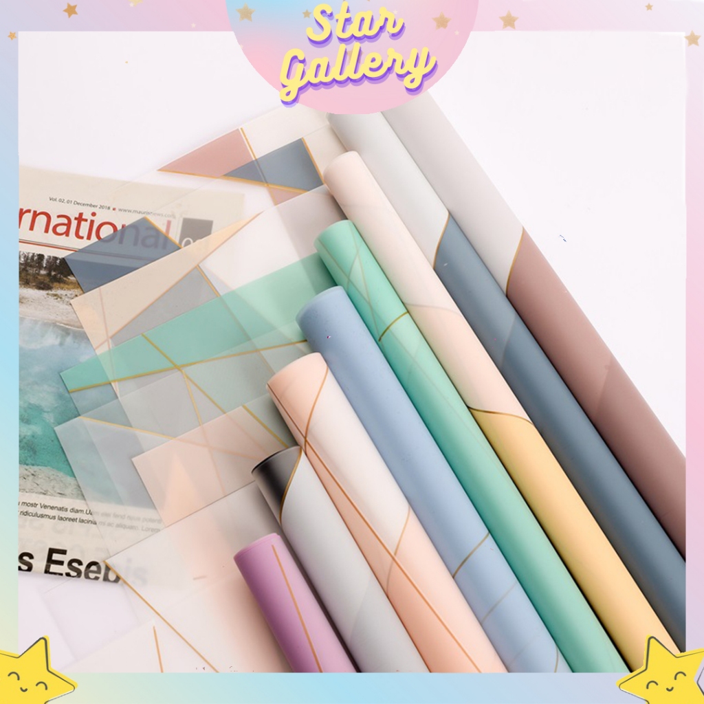 

(1 PACK ISI 20 LEMBAR) Flower Wrapping Cellophane Paper Motif Nosha Magnetic Line Kertas Buket Bunga KB6063
