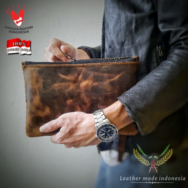 Clutch Pria Kulit Asli Handbag Clutch Pria Pouch Tas Tangan Kulit Asli