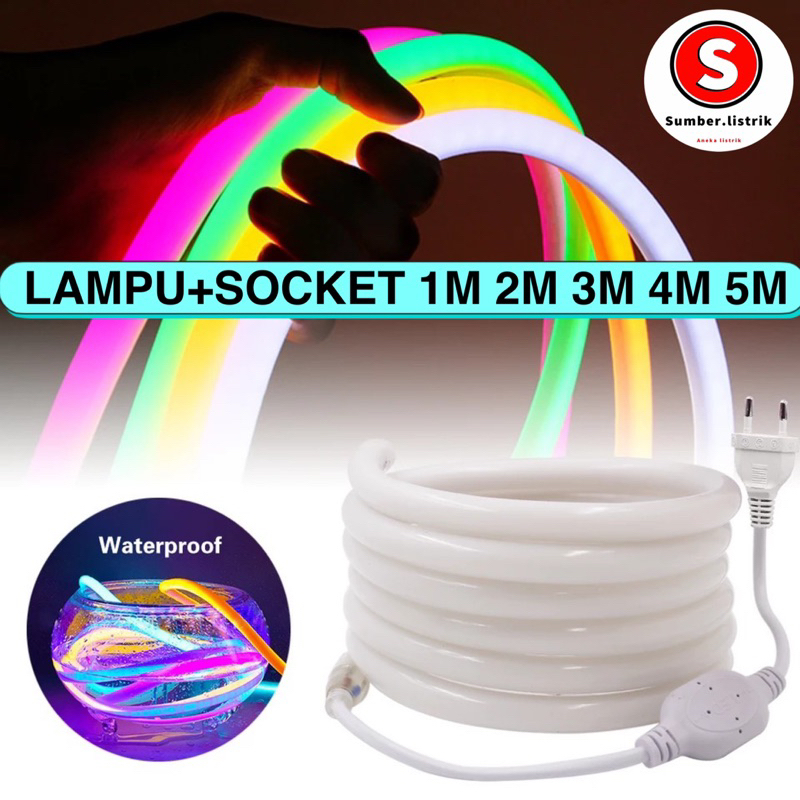 PAKET LAMPU STRIP LED NEON FLEX 360 BULAT WATERPROOF / NEON FLEX 360 DERAJAT OUTDOOR / LAMPU PLAFON 