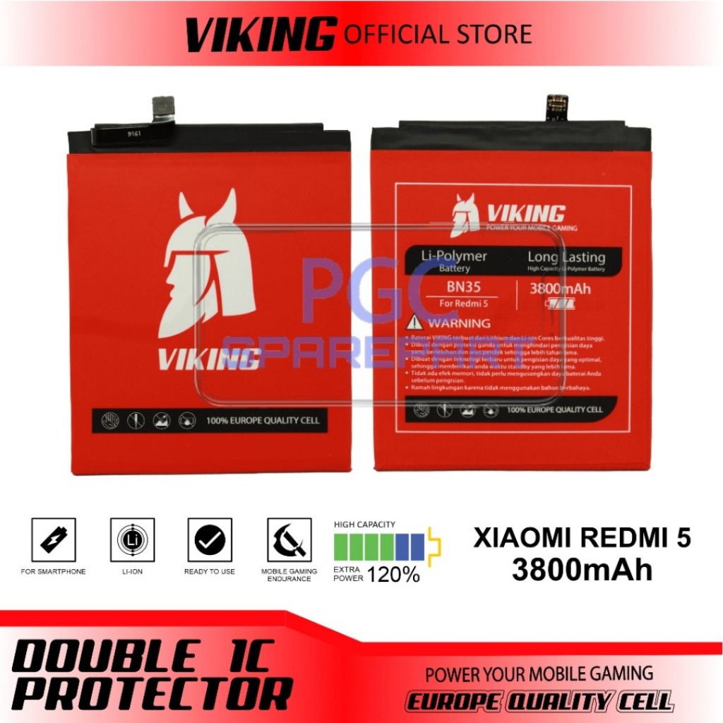 Baterai Double Power Viking - BN-35 / BN35 / Xiaomi Redmi 5 / MDG1 / MDI1 - Batu Batre Batrai Batri 