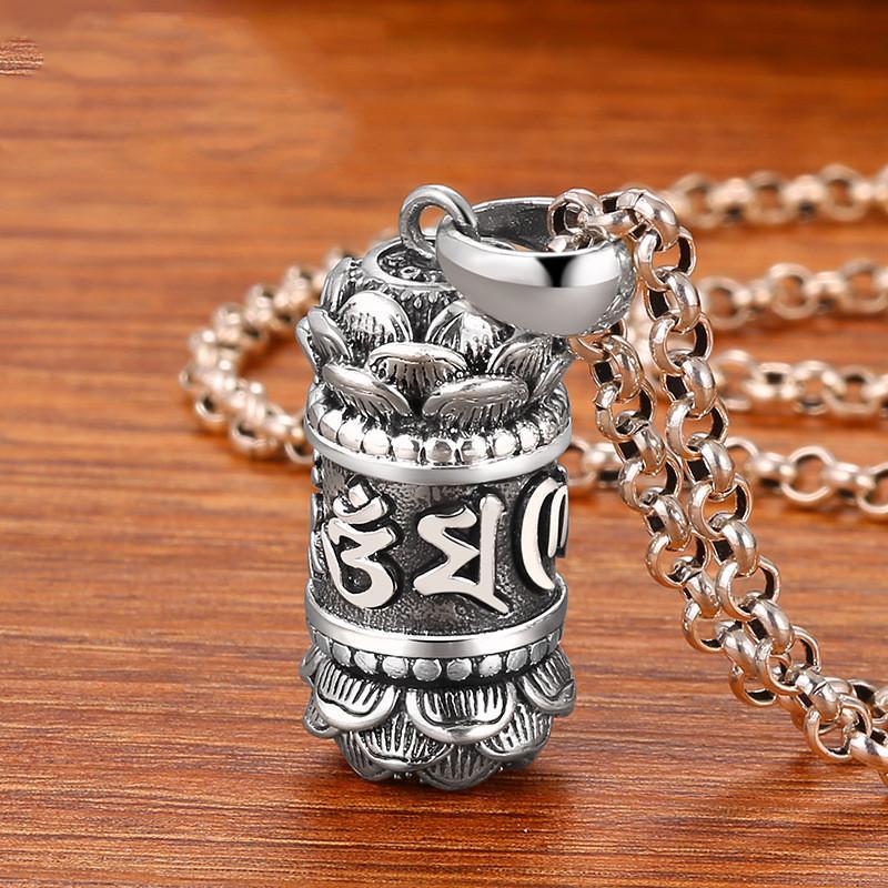 Kalung Kapsul Mantra Teratai Bisa Dibuka + Tali - Six Character Om Mani Padme Hum Vajra Lotus Pendan