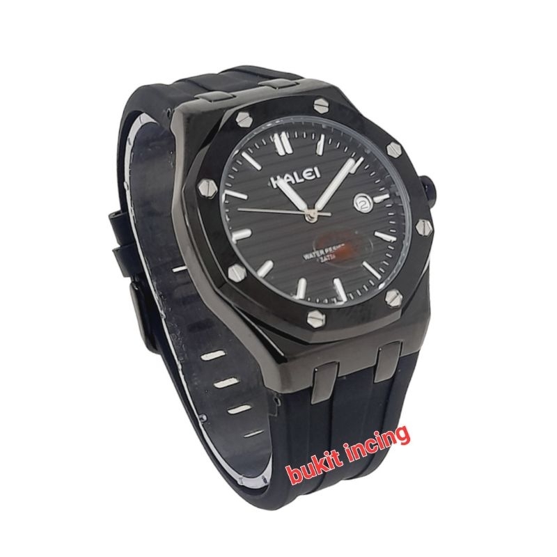 Jam Tangan Pria Halei 8037 Original Tali Karet Kekinian