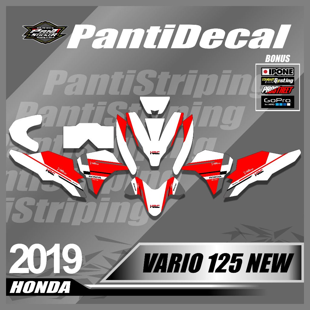 Sticker Decal Motor Full Body VARIO 125 NEW 2023 CBS/ISS FullBlok Desain Racing- striping aksesoris 