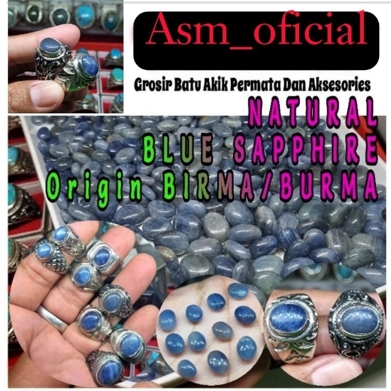 Batu akik blue safir Burma birma asli Natural mewah