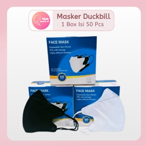 Masker Duckbill Garis 3 Ply Face Mask 1 Box Isi 50 Pcs