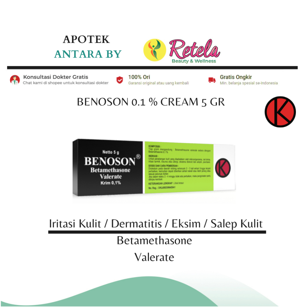 BENOSON 0.1 % CREAM 5 GR / SALEP KULIT / EKSIM