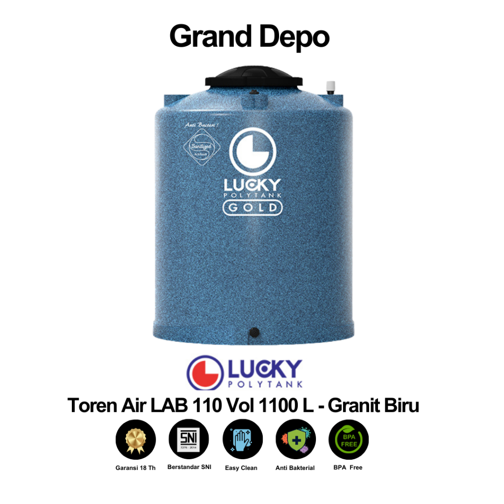 Lucky Polytank Toren Air 1100 Liter LAB 110 Granit Biru