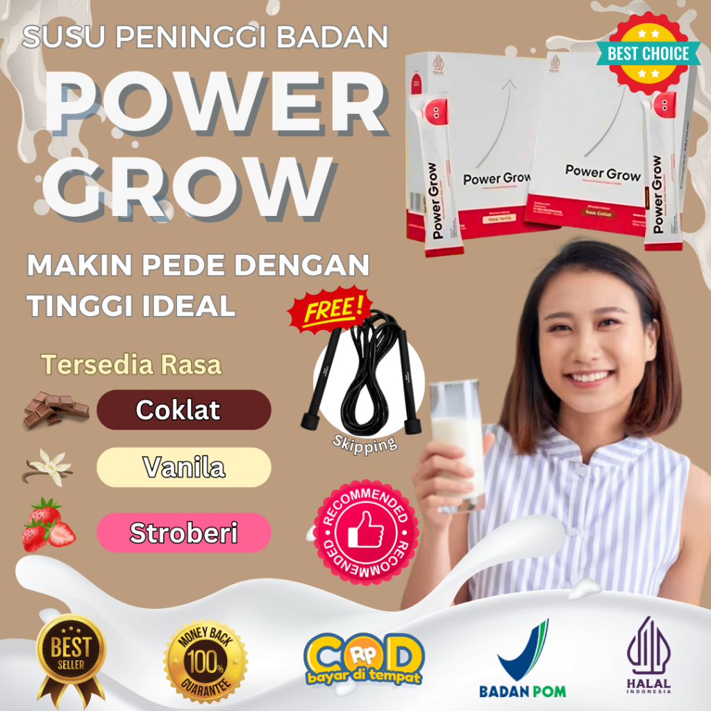 2 Box Susu Power Grow Rasa Coklat Paket Suplemen Obat Peninggi Badan Kotak Bubuk Sachet Kalsium Pena