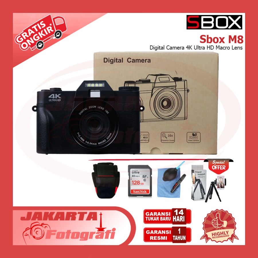 Sbox M8 Digital Camera 4K Ultra HD Macro Lens