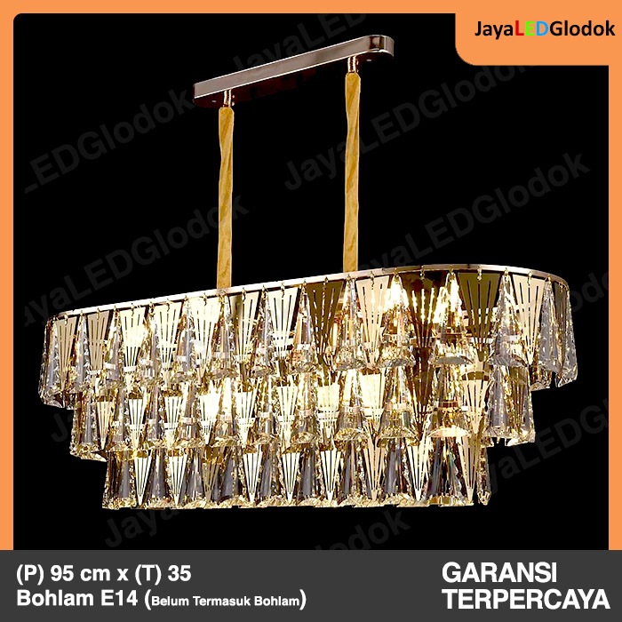 Lampu Gantung Kristal Minimalis Ruang Tamu Emas Hias 95 cm 47
