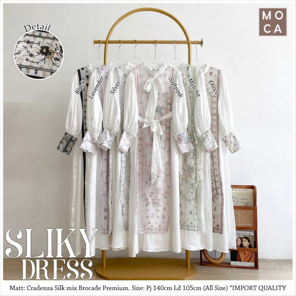 Sliky Dress by Moela Bahan Cradenza Silk mix Brocade Premium LD 105 Panjang 140 Allsize Import Quali
