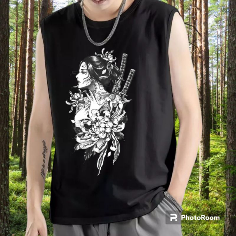 Kaos singlet Oblong/kaos jepang Samurai / sedia Size L .XL .XXL