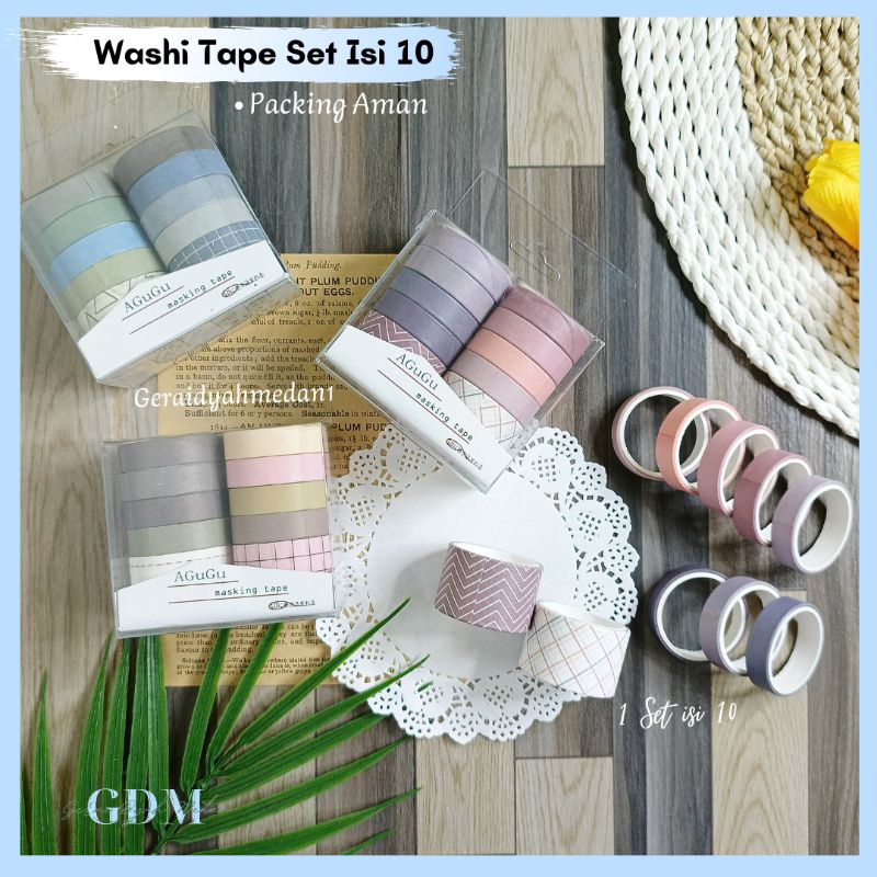 

Washi Tape Set Isi 10 Pcs Deco Scrapbook Bujo
