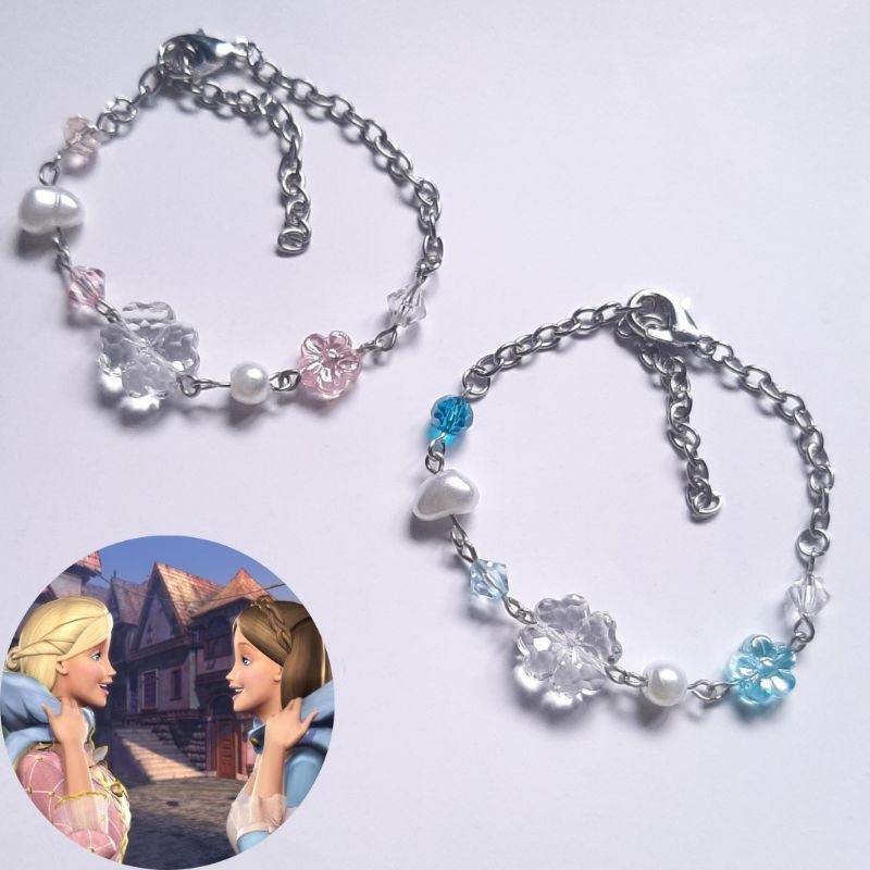 [ Anneliese & Erika ] Barbie Bracelet Pink Blue Gelang Manik-manik Barbie