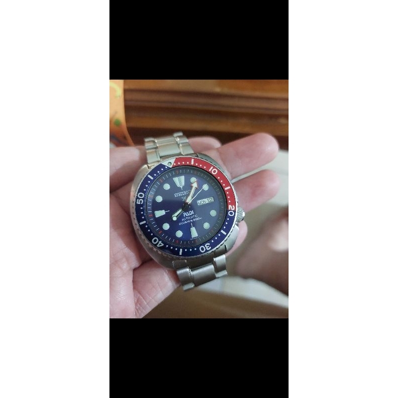 Jam Tangan Seiko Prospex Turtle PADI SRPA21K1 Automatic Divers 200M Men Blue Dial Stainless Steel St