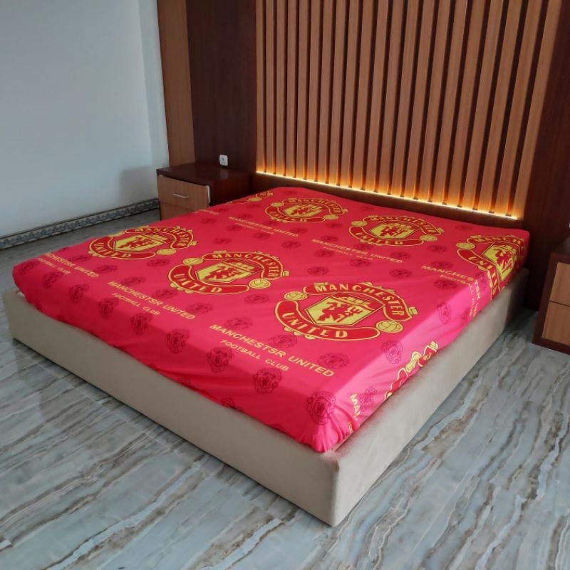 sprei homemade murah motif bola MU new