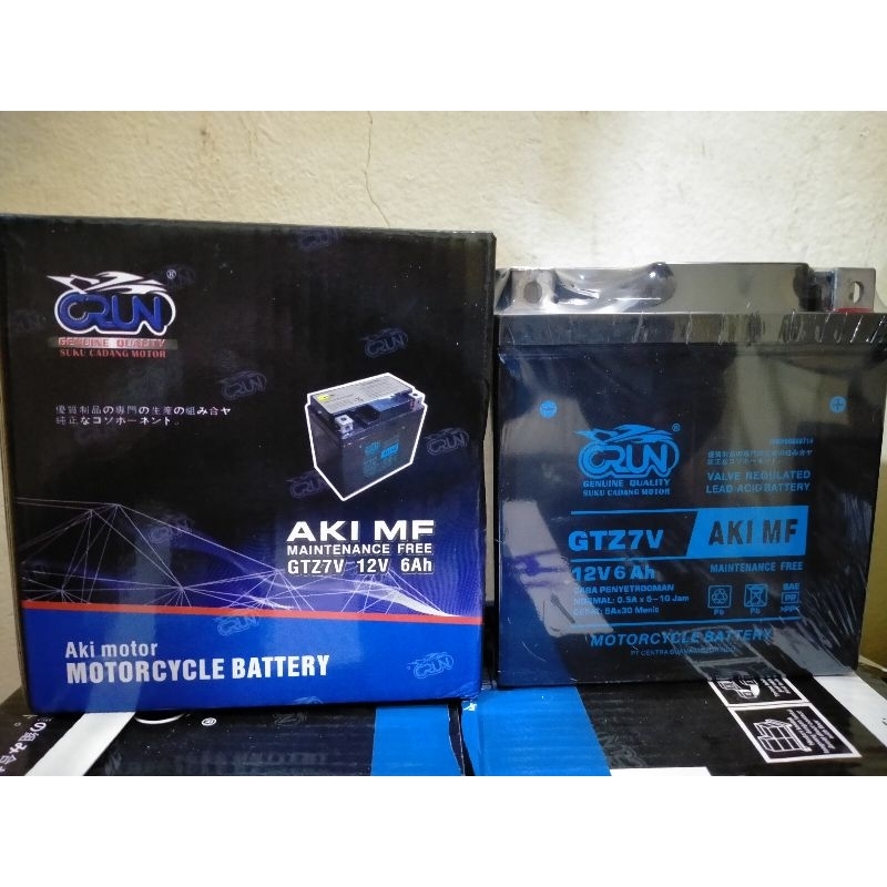 AKI KERING Crun GTZ7V  untuk motor Vario 125, Vario 150, PCX 150, PCX 160, beat fi iss, scoopy fi is