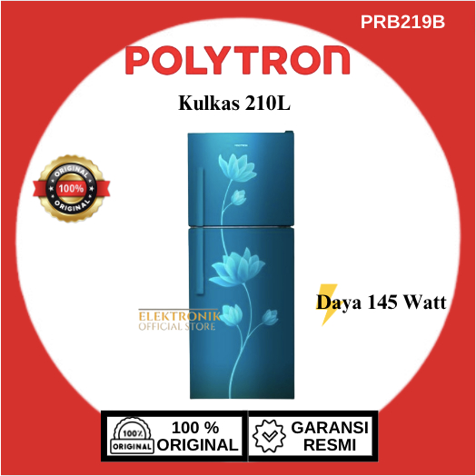 POLYTRON Kulkas 2 Pintu Metallic PRB 219B 210L/PRB-219B/PRB 219B/POLYTRON KULKAS 2 PINTU/POLYTRON KU