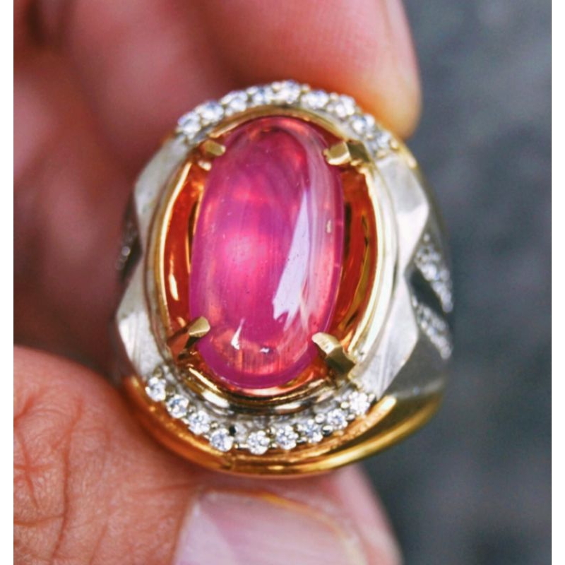 Natural Ruby Top Kristal warna mirip Padparadscha Sapphire
