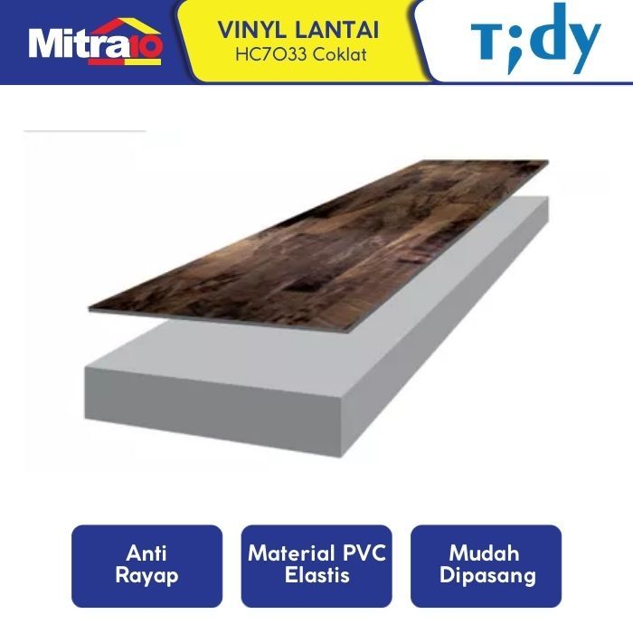 Vinyl Lantai Motif Kayu Tidy HC7033 Brown Parquet 90x15cm