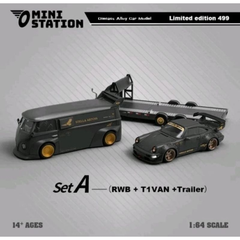 Mini Station Set RWB 964 VW Van T1 Stella Artois
