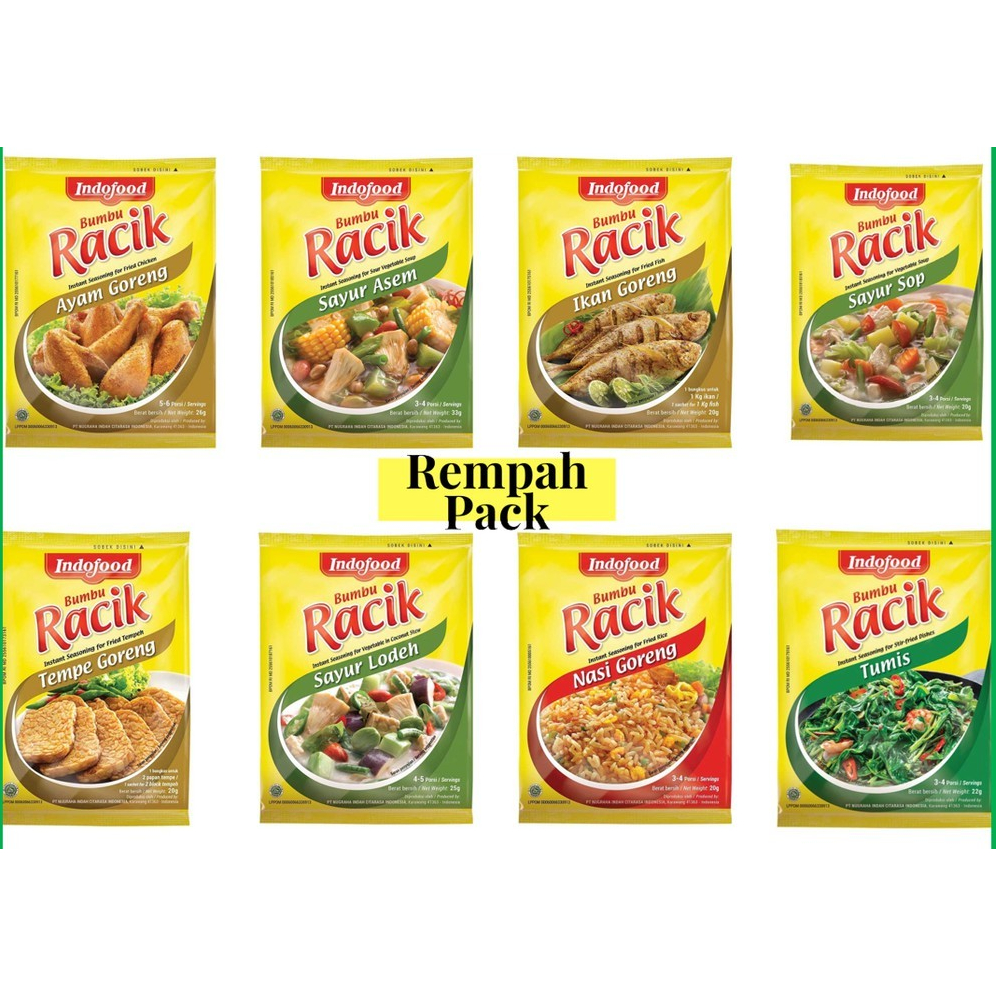 

Aneka bumbu racik indofood ayam goreng/sayur asem/ikan goreng/tumis/sayur lodeh/nasi goreng/tempe goreng/sayur sop KIRIM INSTANT