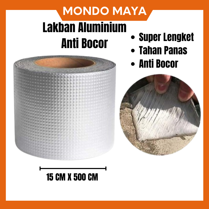 

WATERPROOF TAPE ROOF Lakban Alumunium Tahan Air Panas Anti Bocor - 15 CM x 500 CM