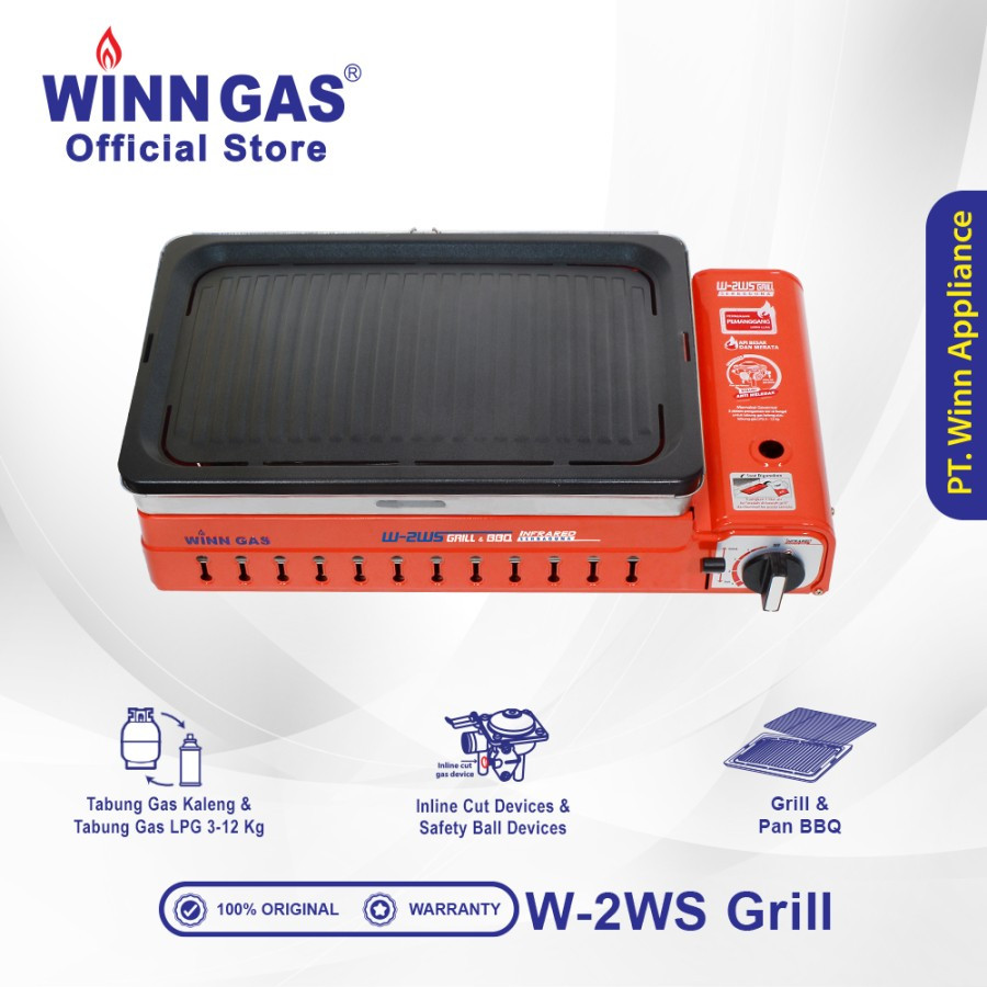 KOMPOR PANGGANGAN BBQ SATE PORTABLE 2 FUNGSI WINN GAS W-2WS GRILL