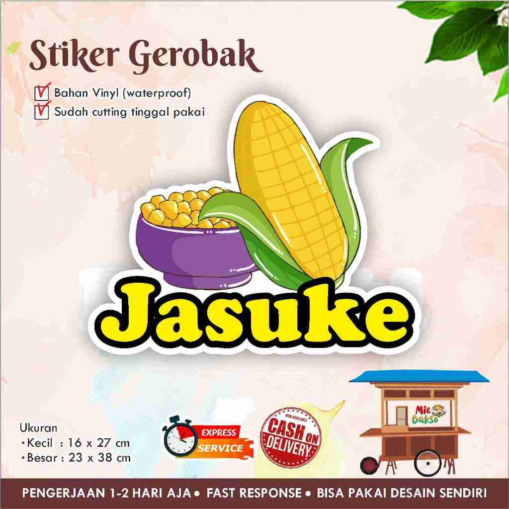 STIKER KACA GEROBAK VINYL JASUKE / LABEL MAKANAN