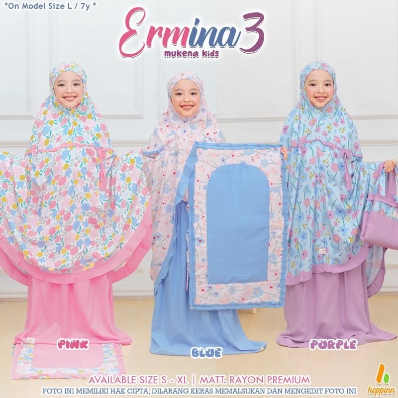 ERMINA 3 MUKENA KIDS/MUKENA RAYON BY HEPPINN