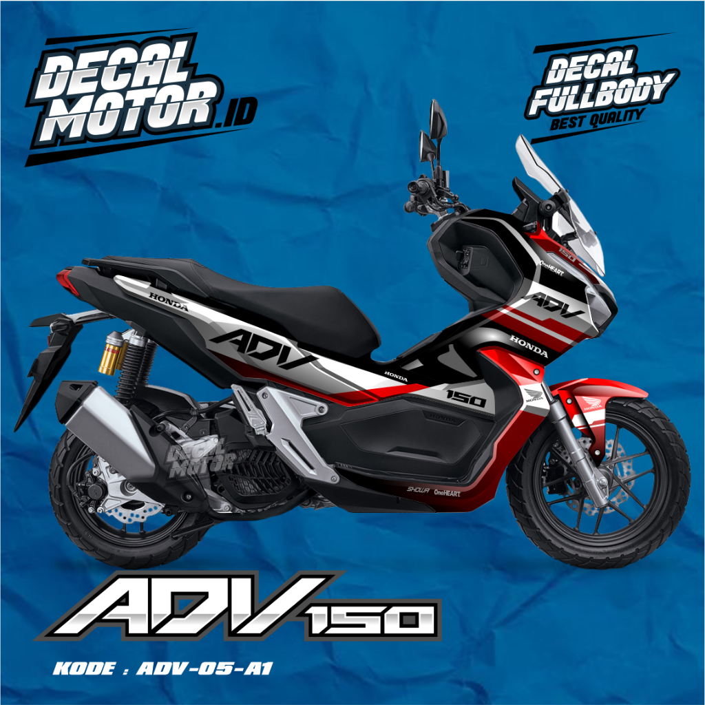 Aksesories Motor Stiker Decal Honda Adv 150 Striping Fullbody Merah Silver- ADV05