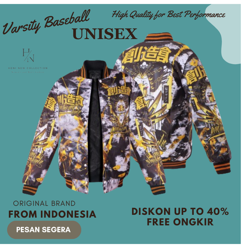 Jaket Jacket Varsity Pria Wanita Unisex Baseball Motif Keren Terbaru