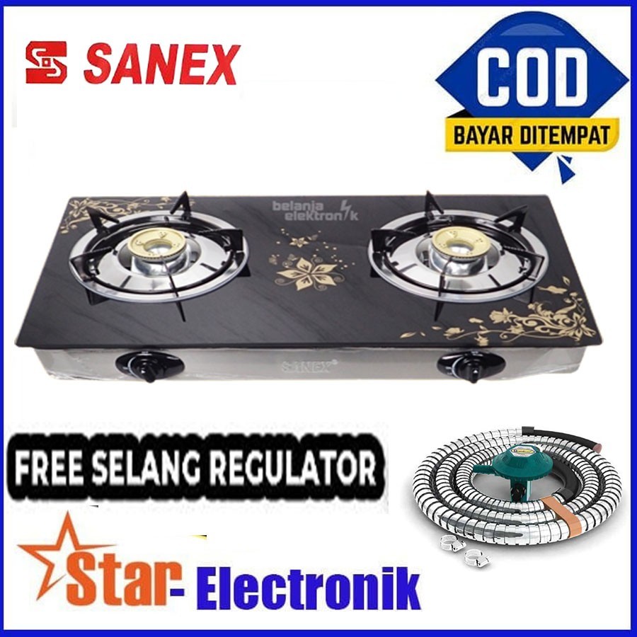 Kompor Gas Sanex 2 Tungku Kaca  SN KG 208K1/ SN-KG208K2