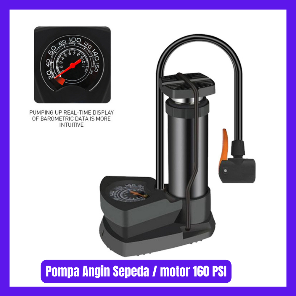 Pompa Angin Sepeda Portable Pump 160 PSI with Gauge XUNTING Pompa Angin Injak Pompa Kaki Foot Pump E