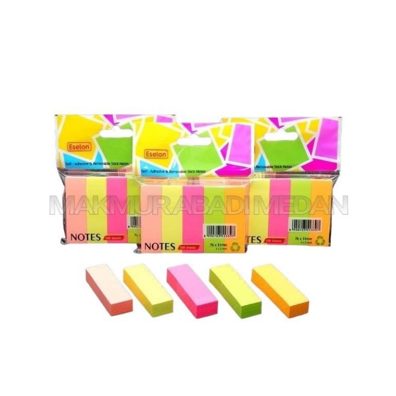 

(1Pcs) CARINEX / ESELON Sticky Notes 5 Warna 76x51mm 500 Lembar / Carinex / Eselon Memo Stick Note 3/5x2 Inci / Memo Tempel Carinex CNX-6302 15x51mm / Kertas Memo / Sticky Note