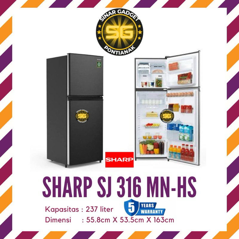 Kulkas Sharp 2 Pintu Silver Elegan SJ 316mn-hs