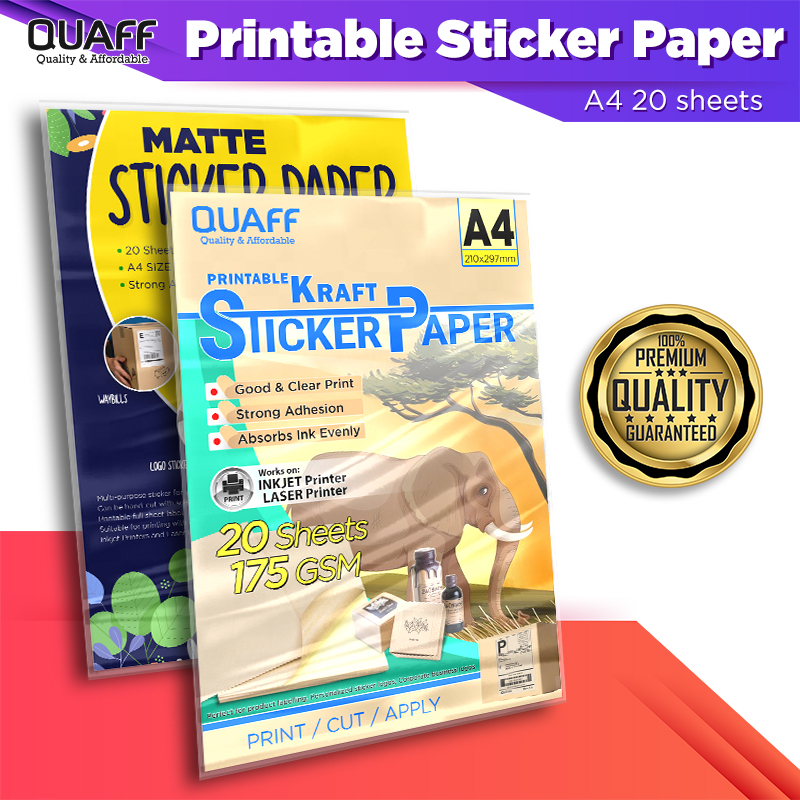 

Kertas Stiker Inkjet 175gsm Stiker Matte Ukuran A4 & Stiker Kraft (20 Lembar)